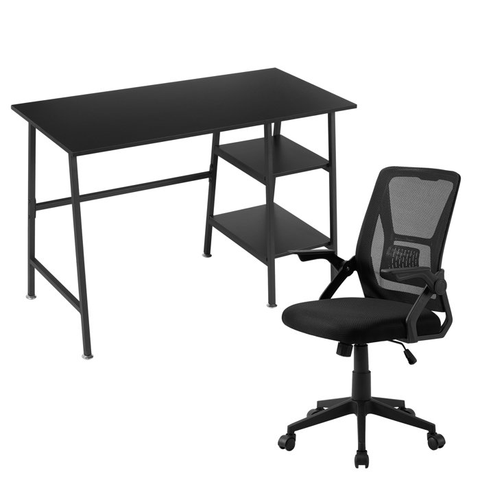 Vecelo Home Office Desk and Chair Set Computer Desk and Ergonomic Mesh